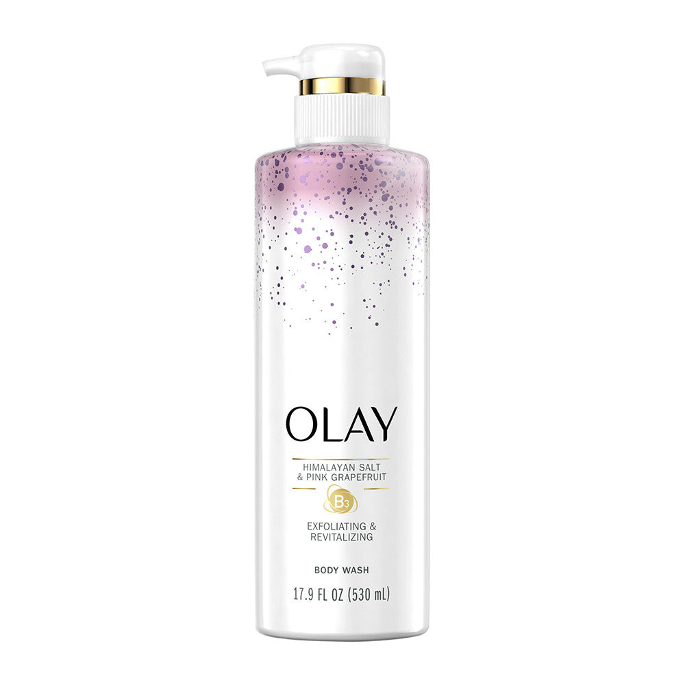 Olay Exfoliating and Revitalizing Body Wash with Himalayan Salt, Pink Grapefruit, and Vitamin B3, 17.9 Oz